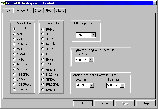 Firebird Configuration screen